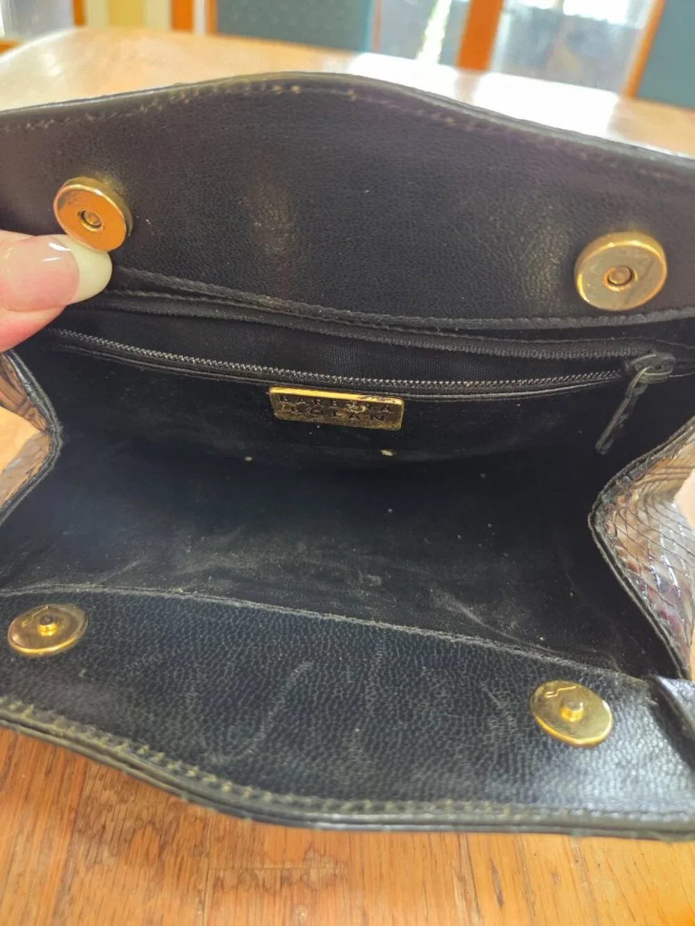 Vintage Barbara Bolan Navy Leather Designer Cross Body
